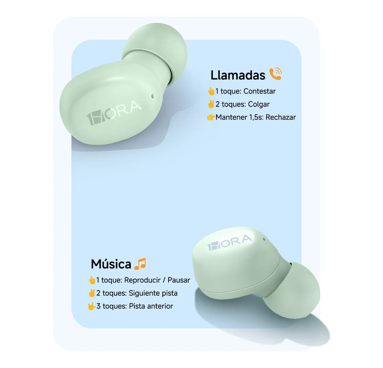 Aud&iacute;fonos con Estuche Giratorio Inal&aacute;mbricos In-ear Manos libres Verde image number null