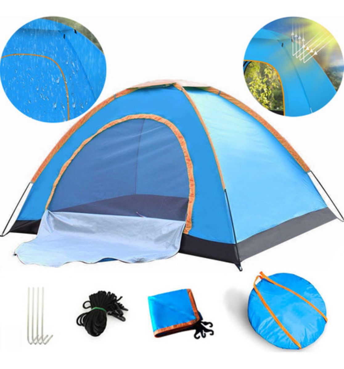 "Tienda Casa Campa&ntilde;a Exterior Camping Pop Up 2 Persona 2*1.4m Azul " image number null
