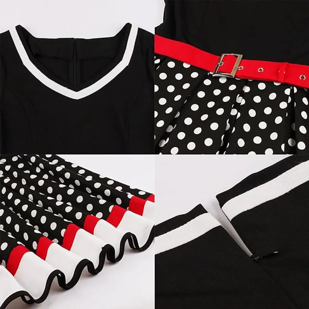 Vestido Patchwork Lunares Mujer, Vestido De Noche Vintage image number null