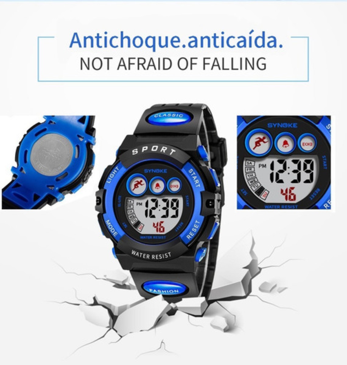 "Reloj Electr&oacute;nico Para Ni&ntilde;os Deportes A Prueba De Agua Azul negro " image number null