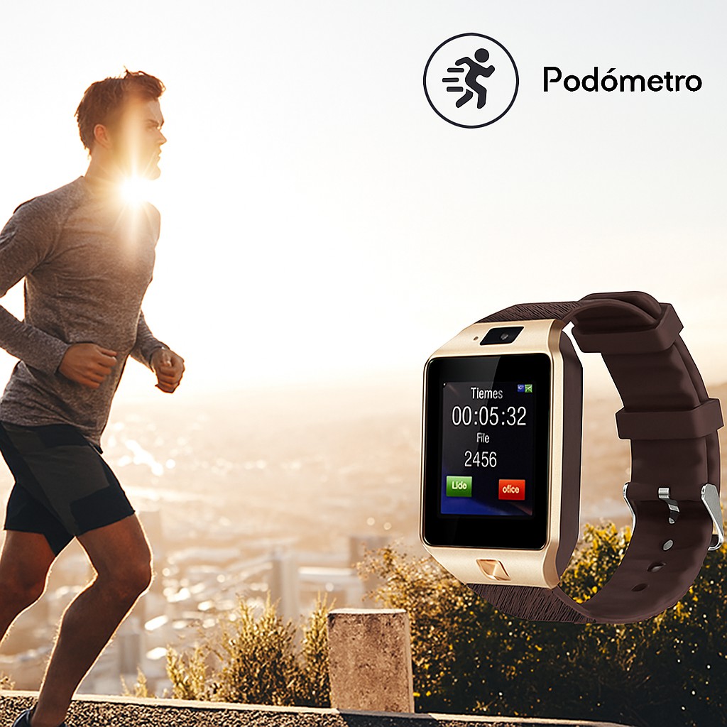 Smartwatch Dz09 Con Bluetooth, C&aacute;mara, Cronometro, Llamadas - Reloj Inteligente Dorado. image number null