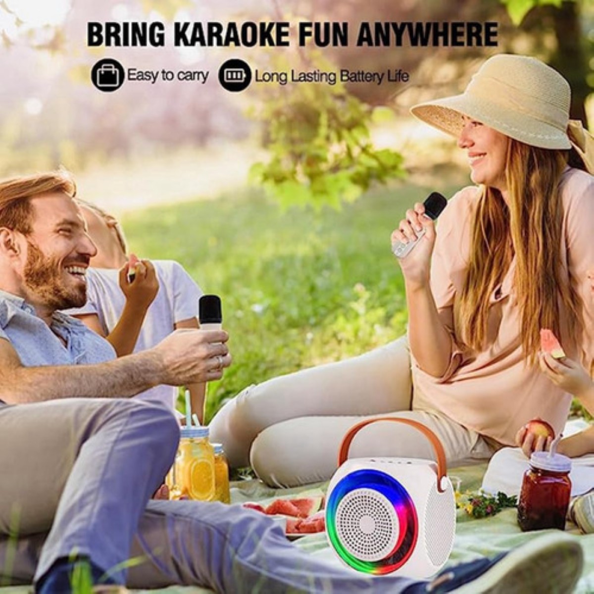 "Bocina Altavoz Inal&aacute;mbrico Port&aacute;ti Con De Karaoke Bluetooth negro " image number null