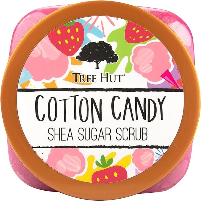 A TREE HUT, Cotton Candy Shea Sugar Scrub, Exfoliante Corporal de Az&uacute;car Natural con Manteca de Karit&eacute; y Esencia de Algod&oacute;n de Az&uacute;car, Exfolia e Hidrata la Piel, 510 gramos. image number null