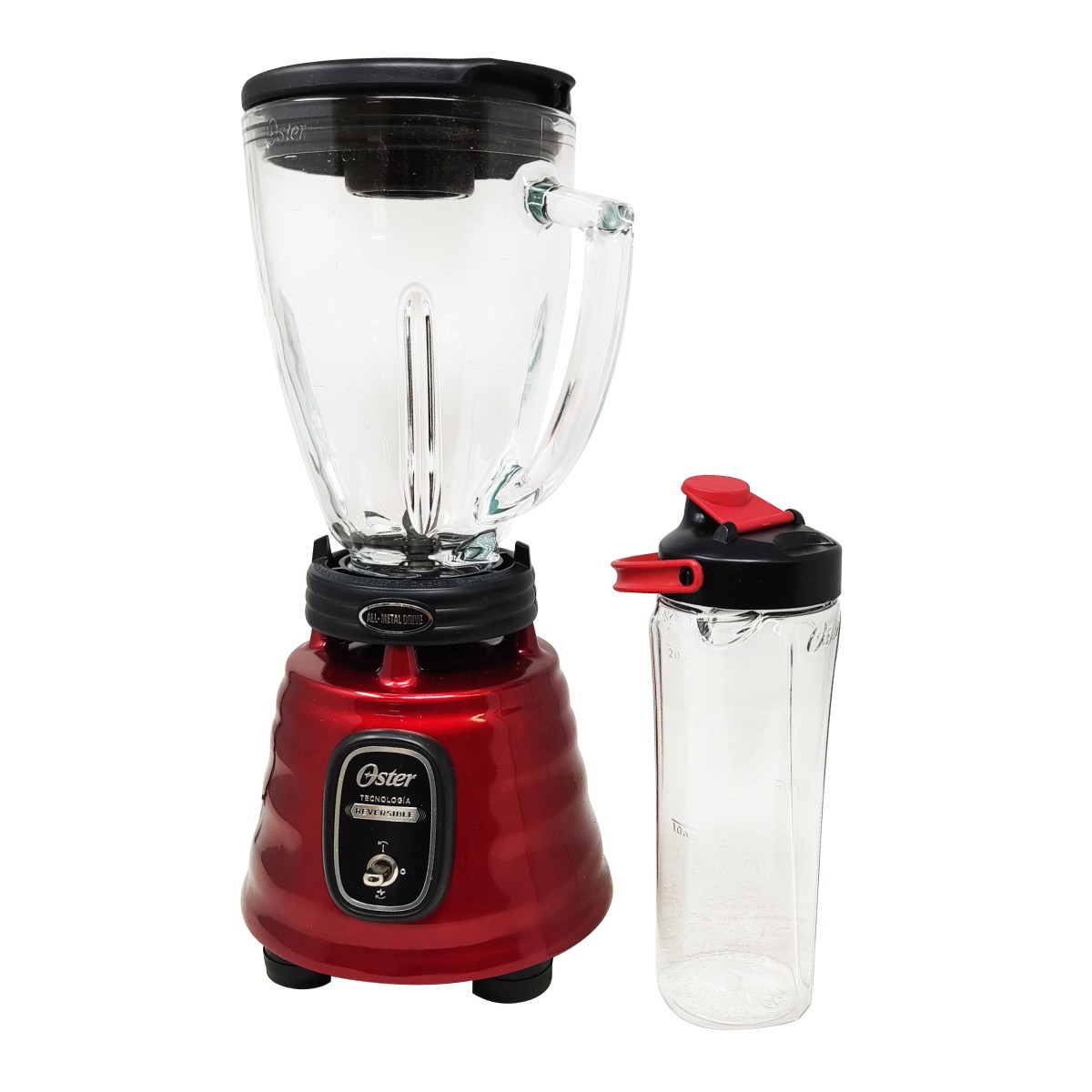 Licuadora 1 Velocidad + Pulso Reversible Vaso de Vidrio Rojo con Vaso Blend-N-Go Oster BLSTBESTR013 image number null