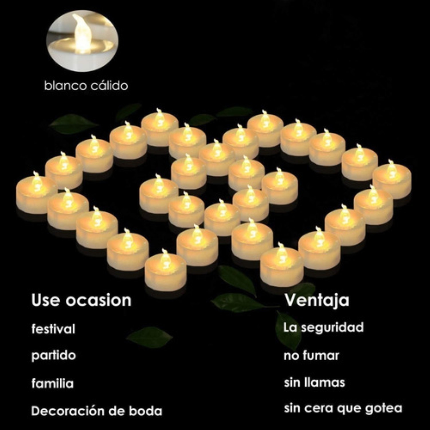 24 Velas Ligeras El&eacute;ctricas De Led Con Efecto Llama Blancas image number null