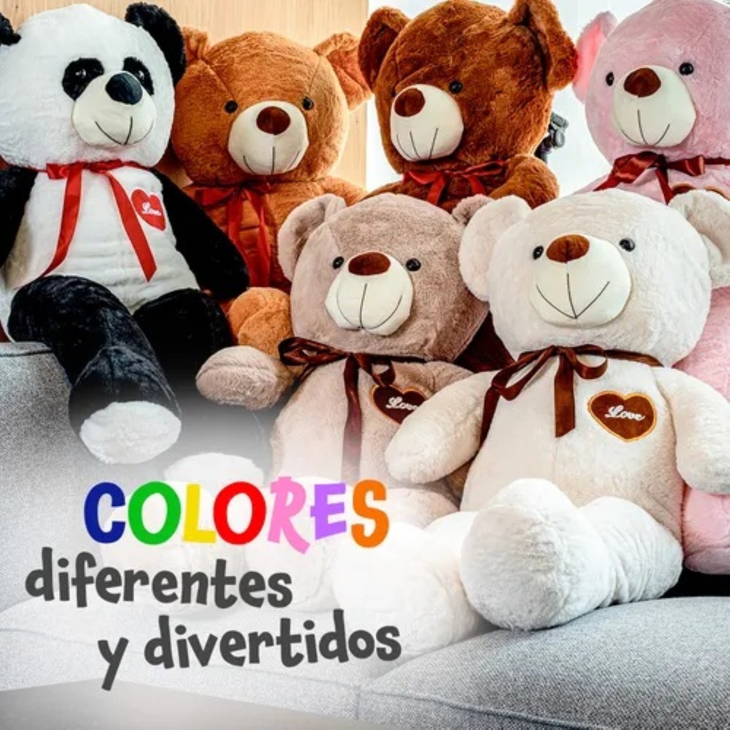 Oso De Peluche Teddy Grande Abrazable Coraz&oacute;n 1 Metro Caf&eacute; claro image number null