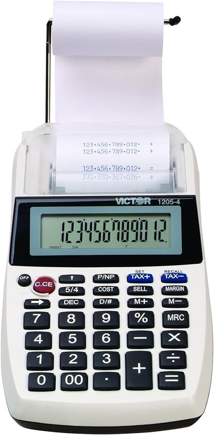 A Victor 1205-4 Calculadora de impresi&oacute;n Comercial port&aacute;til de 12 d&iacute;gitos, 1.8 x 4 x 8 Pulgadas. image number null