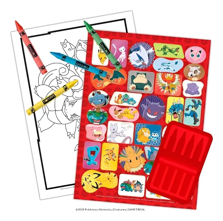 Libro Actividades y Colorantes Pok&eacute;mon 4 L&aacute;pices de Colores Incluye M&aacute;s de 30 Pegatinas image number null
