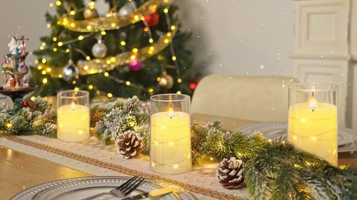 3pz Velas Led Grande Flama Realista Vaso De Cristal Remoto image number null