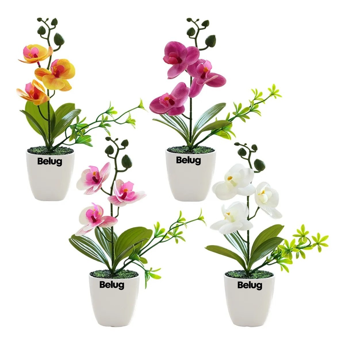 4pzs Arreglo Orqu&iacute;deas Artificiales Decoraci&oacute;n Con Macetas image number null
