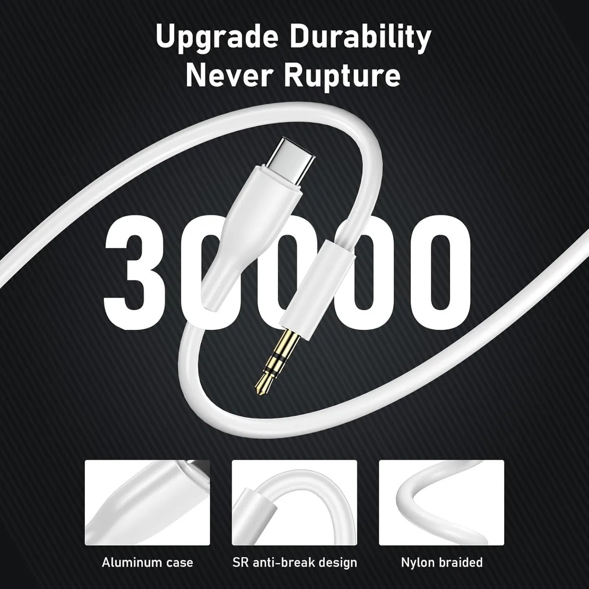 Cable De Audio Usb Tipo C A Auxiliar Plug 3,5mm De 1m Blanco image number null