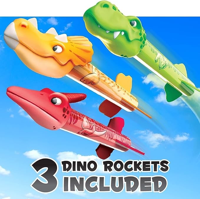 LAWAN - Dinosaur Blaster/Lanzacohetes para ni&ntilde;os - Lanza hasta 100 pies Regalo de cumplea&ntilde;os para ni&ntilde;os y ni&ntilde;as 3 4 5 6 7 a&ntilde;os. image number null