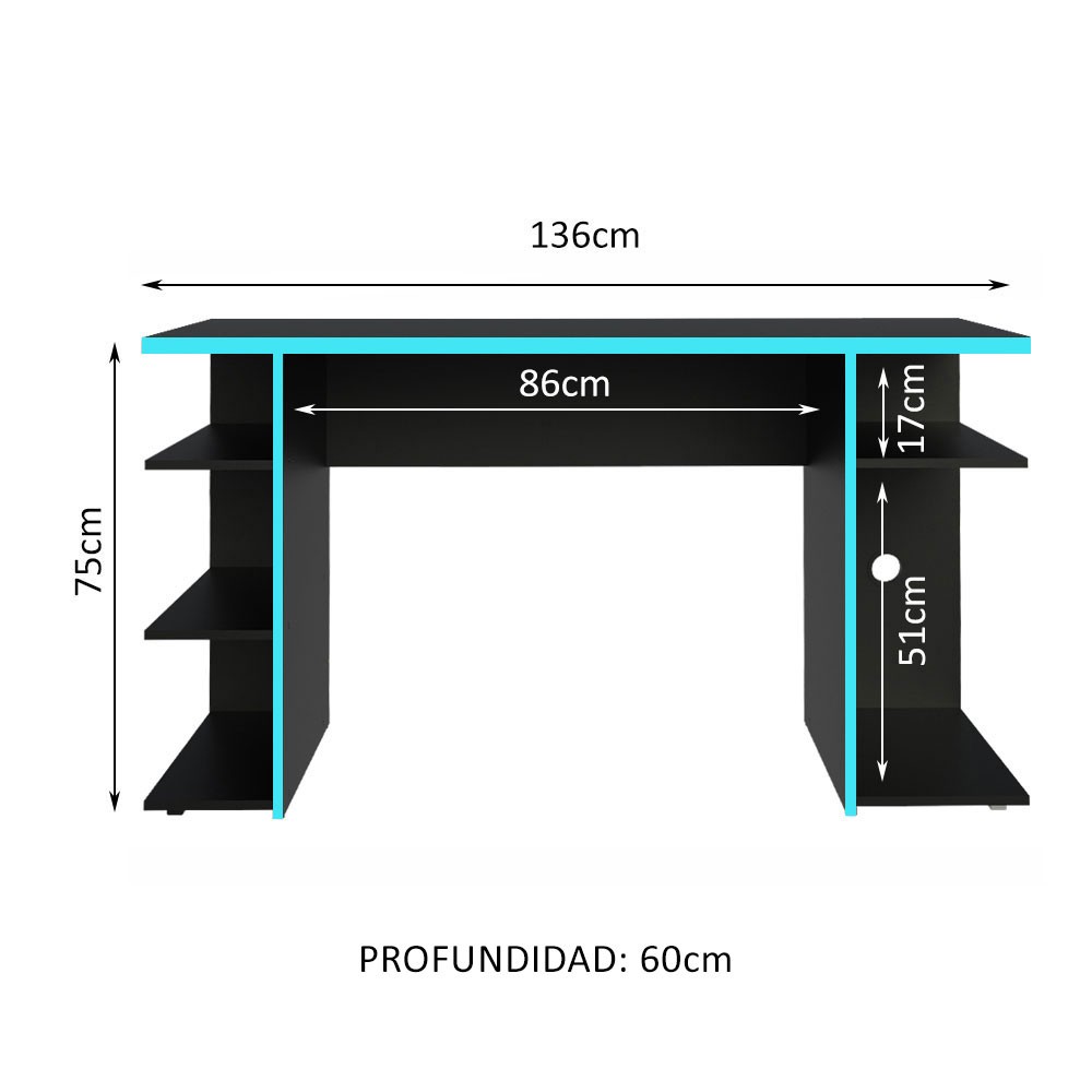 Madesa Escritorio Gamer Para Computador Negro/Azul image number null