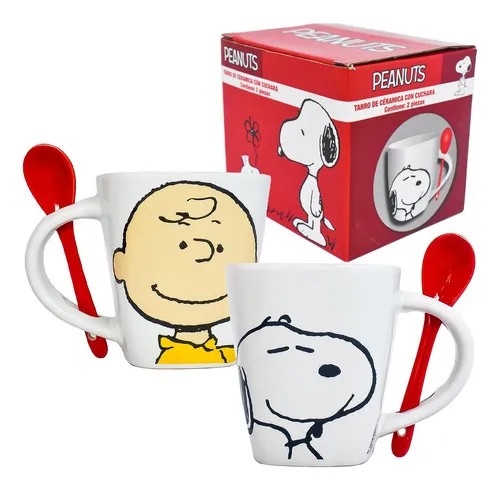 Taza Para Cafe C/cuchara Snoopy Peanuts Ceramica 440ml image number null