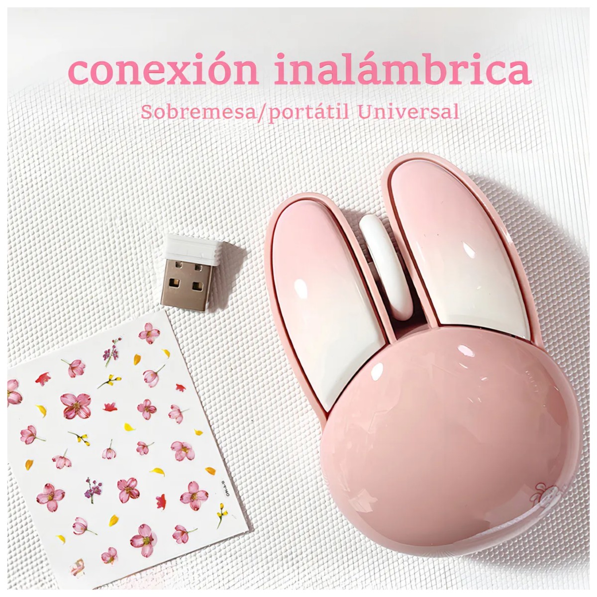 Rat&oacute;n Inal&aacute;mbrico Rabbit, Clic Silencioso Cherry blossom Rosa image number null