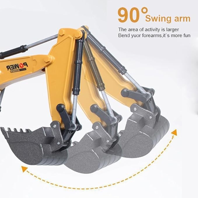 ZAKULU Excavadora RC de 6 Canales Excavadora de Construcci&oacute;n RC Juguete Excavadora con Tapa de Metal de Aleaci&oacute;n Regalo para Ni&ntilde;os y Ni&ntilde;as con Luces y Sonidos image number null