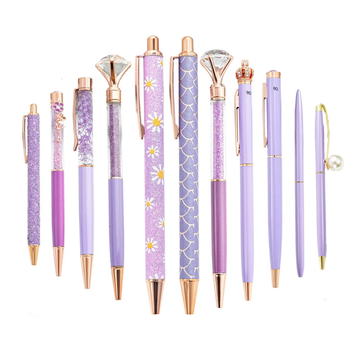 11 Pzs Lapiceros Diamante Bol&iacute;grafos Brillo Pluma Exterior Violeta image number null