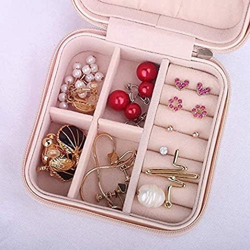 A Organizador port&aacute;til de joyer&iacute;a de viaje - Organizador port&aacute;til de cuero para joyer&iacute;a de viaje Caja para anillos Pendientes Pulseras de collar. image number null