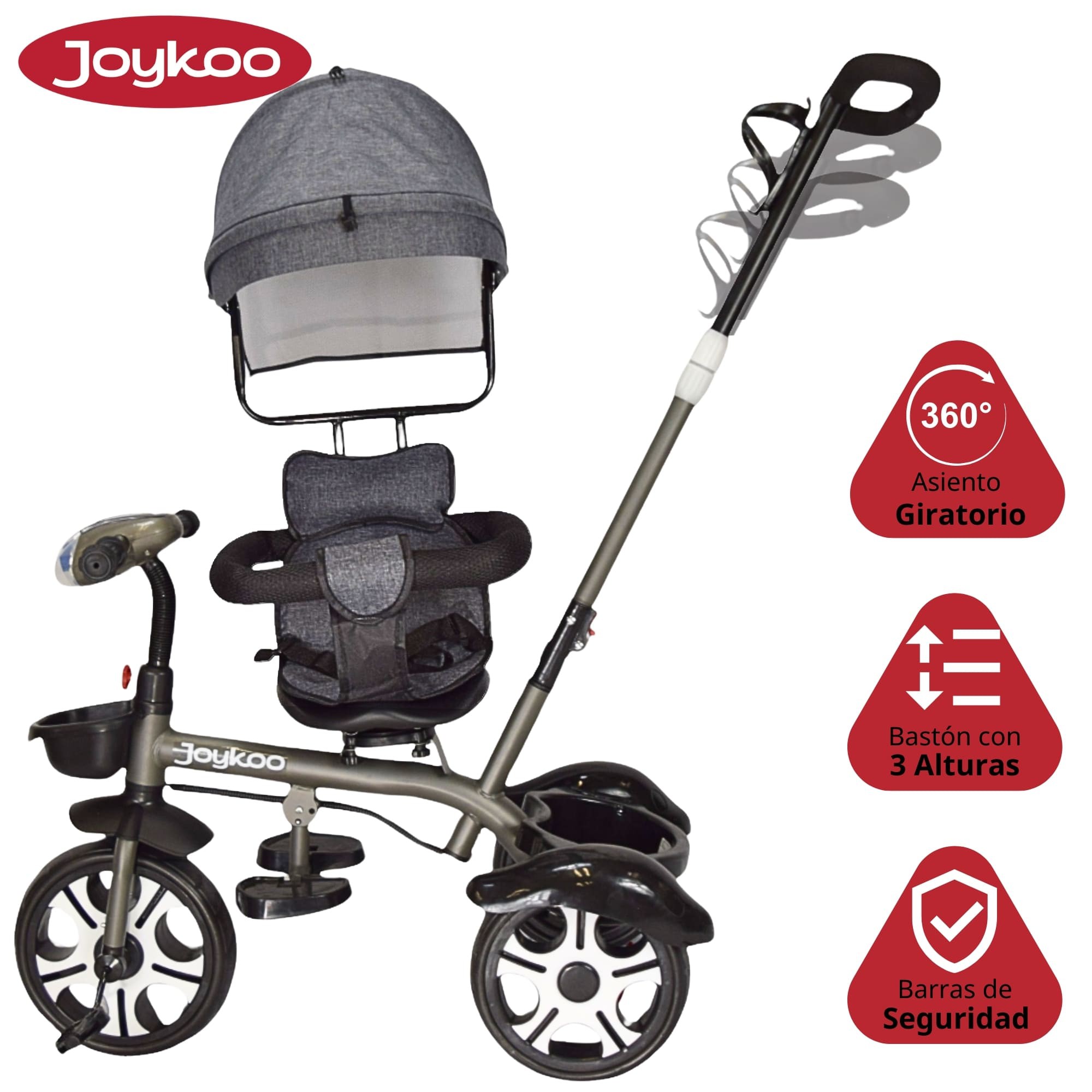 Triciclo para Ni&ntilde;os Evolutivo Asiento Giratorio 360 Luz Sonido - GRIS image number null
