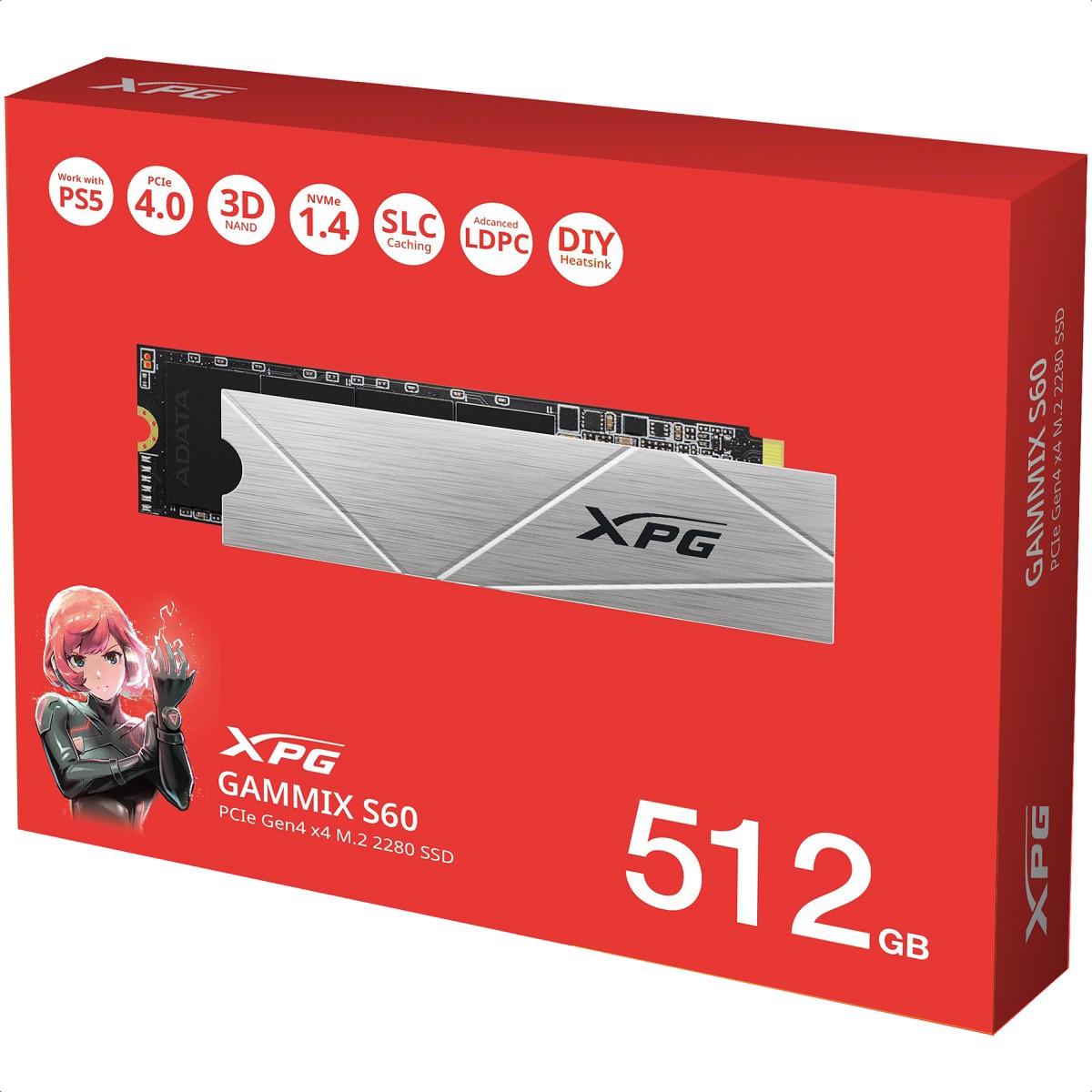 M.2 2280 SSD 512GB ADATA XPG GAMMIX S60 NVMe PCIe Gen4 x4 AGAMMIXS60-512G-CS image number null