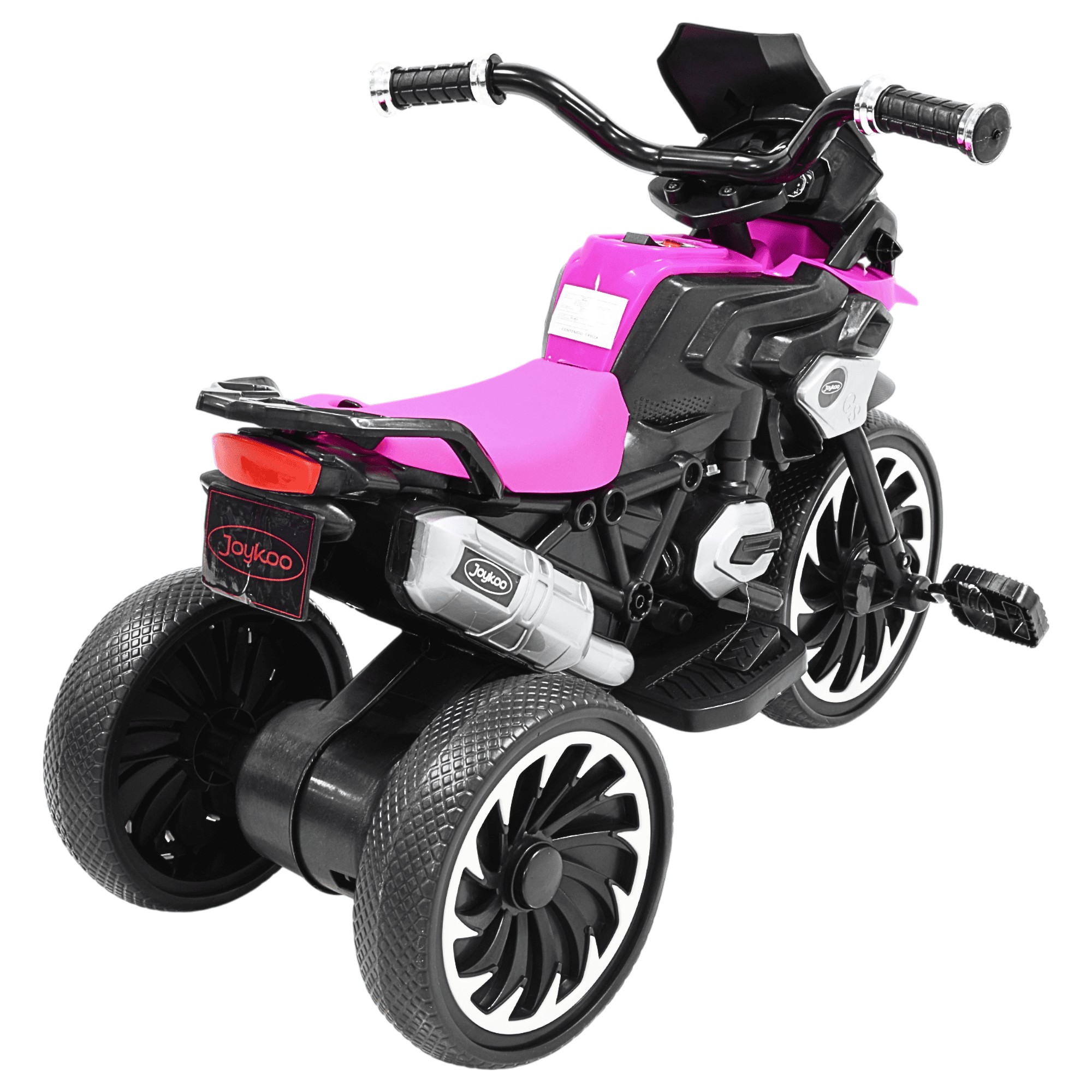 Moto Montable El&eacute;ctrica para Ni&ntilde;os Triciclo H&iacute;brido con Luces y Sonido Recargable 6v Soporta hasta 30 kg - Rosa image number null