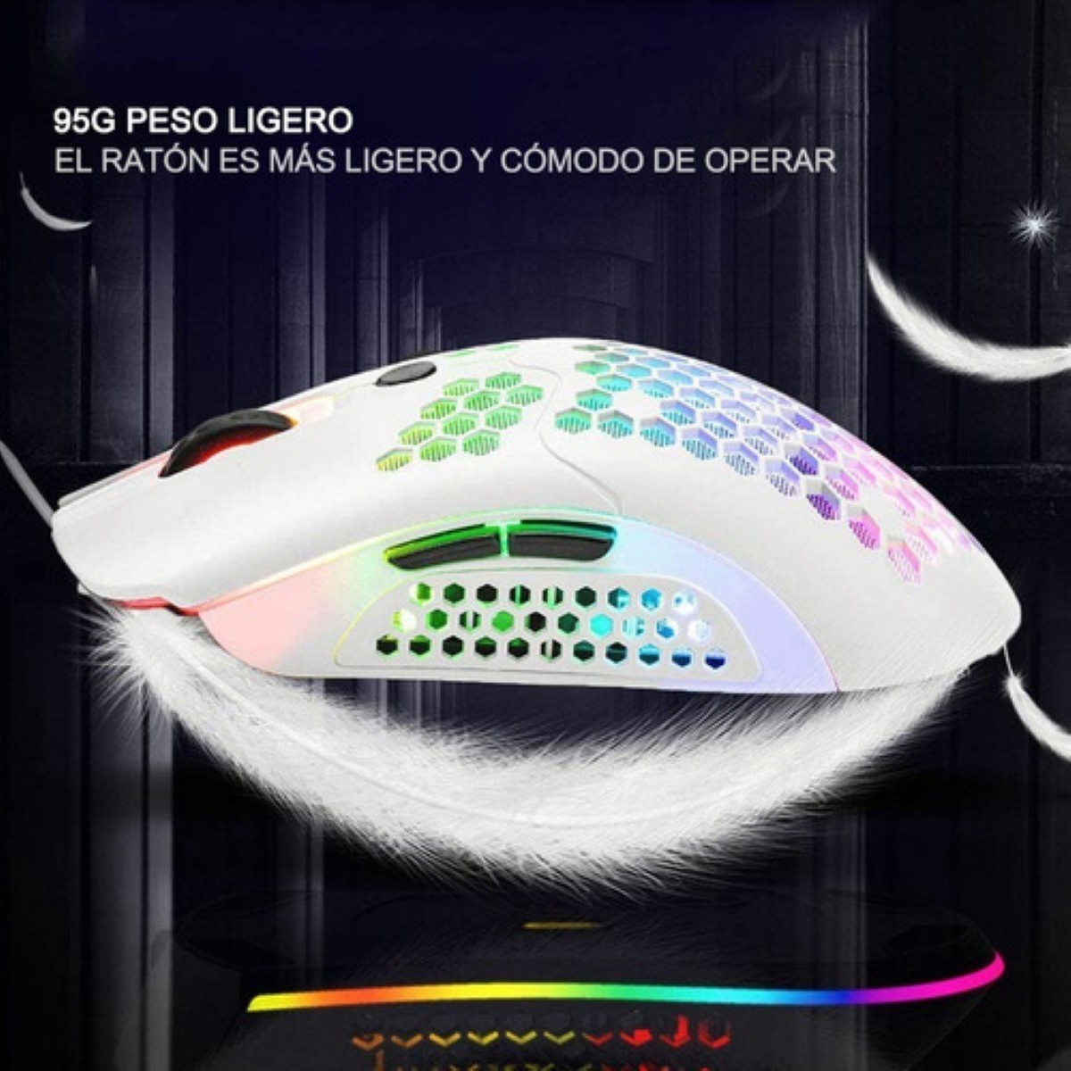"Mouse gamer inal&aacute;mbrico recargable K-Snake BM600 white " image number null