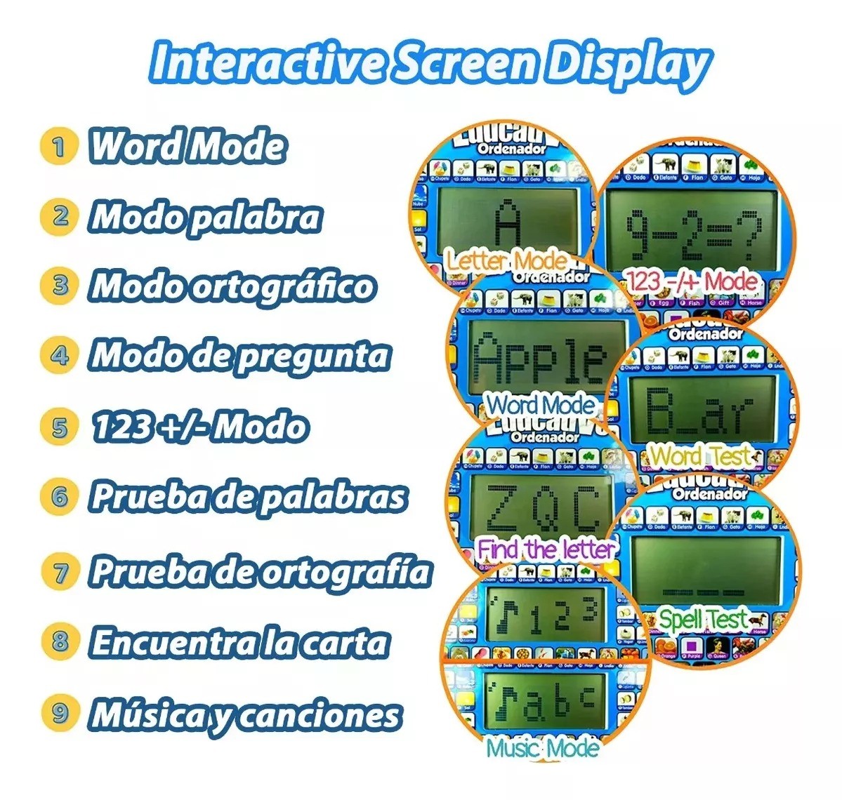 Mini Laptop Interactiva Educativa Espa&ntilde;ol/ingl&eacute;s Ni&ntilde;os image number null