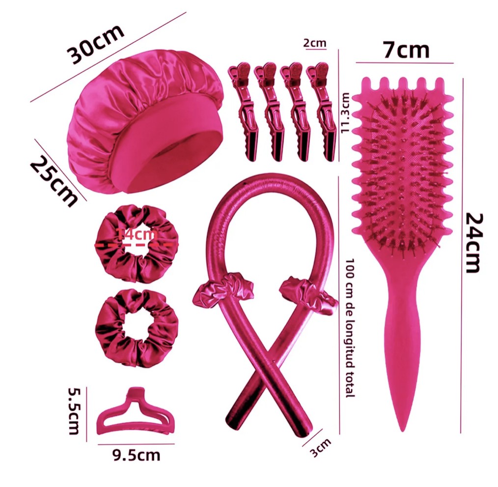 12pzkit Pincel Bounce Curl Cepillo Define Style Rizado Peine ROSA image number null