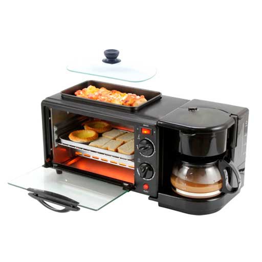 Ilios Innova | Horno 3 En 1 Maquina De Desayuno Sarten Cafetera Mini Horno image number null