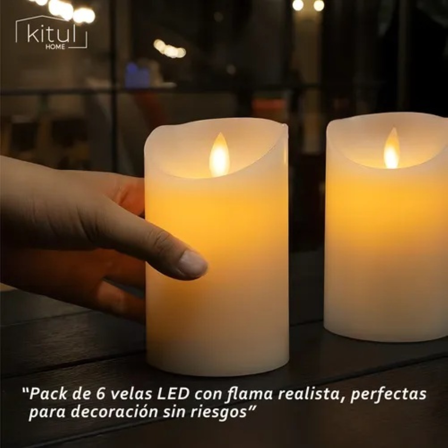 Pack 6 Velas Grandes Led Flama Realista image number null