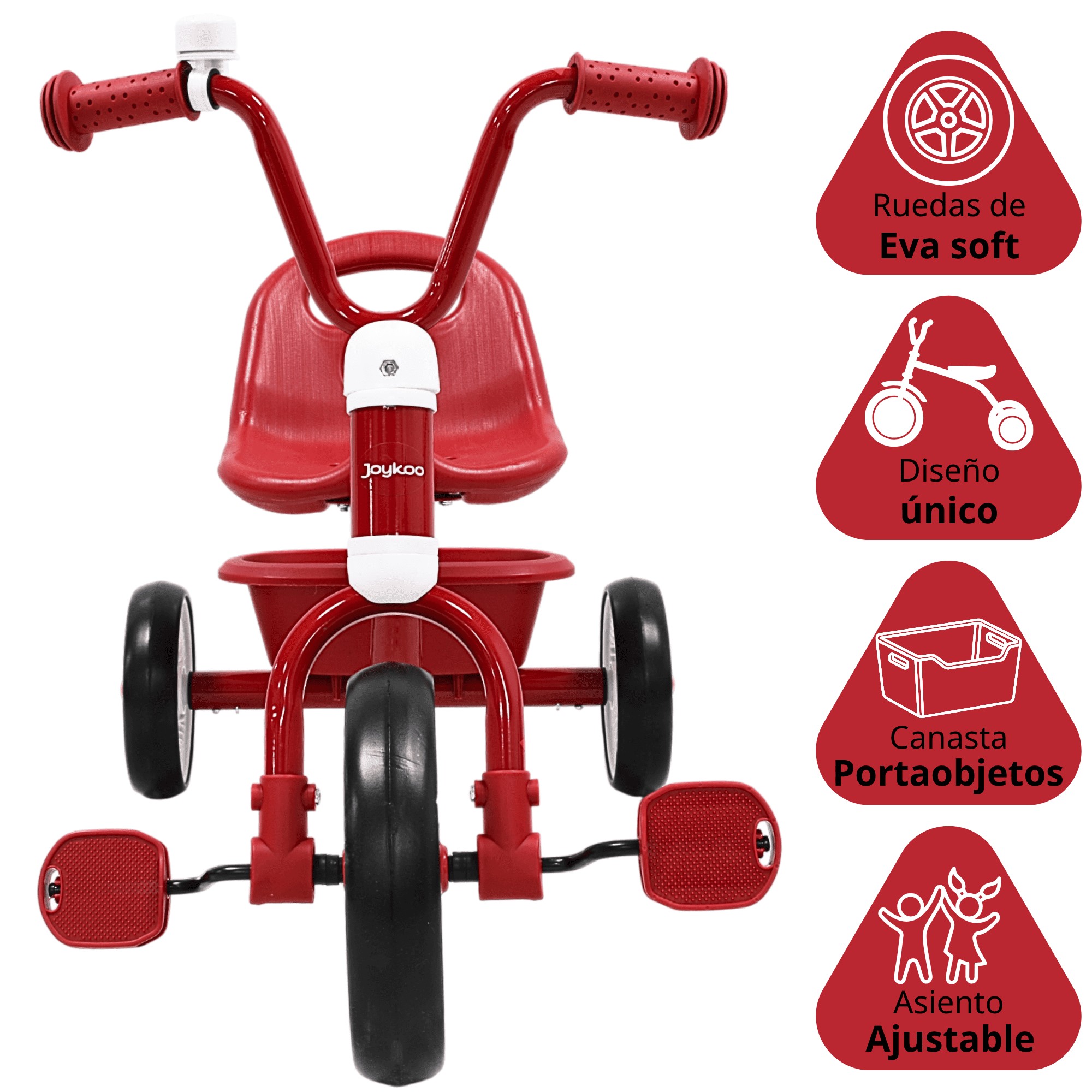 Triciclo para Ni&ntilde;os Asiento Ajustable Ruedas de Eva con Canasta Apto a partir de 2 A&ntilde;os Soporta hasta 25 kg - Rojo image number null