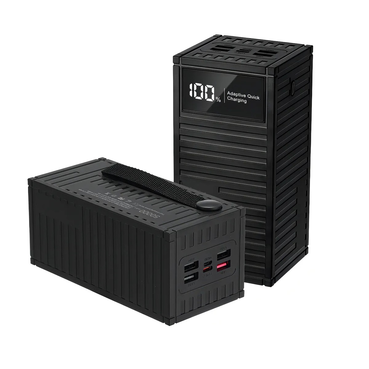 Power 50000mAh Carga R&aacute;pida 5 Puertos Pantalla LED Negro image number null