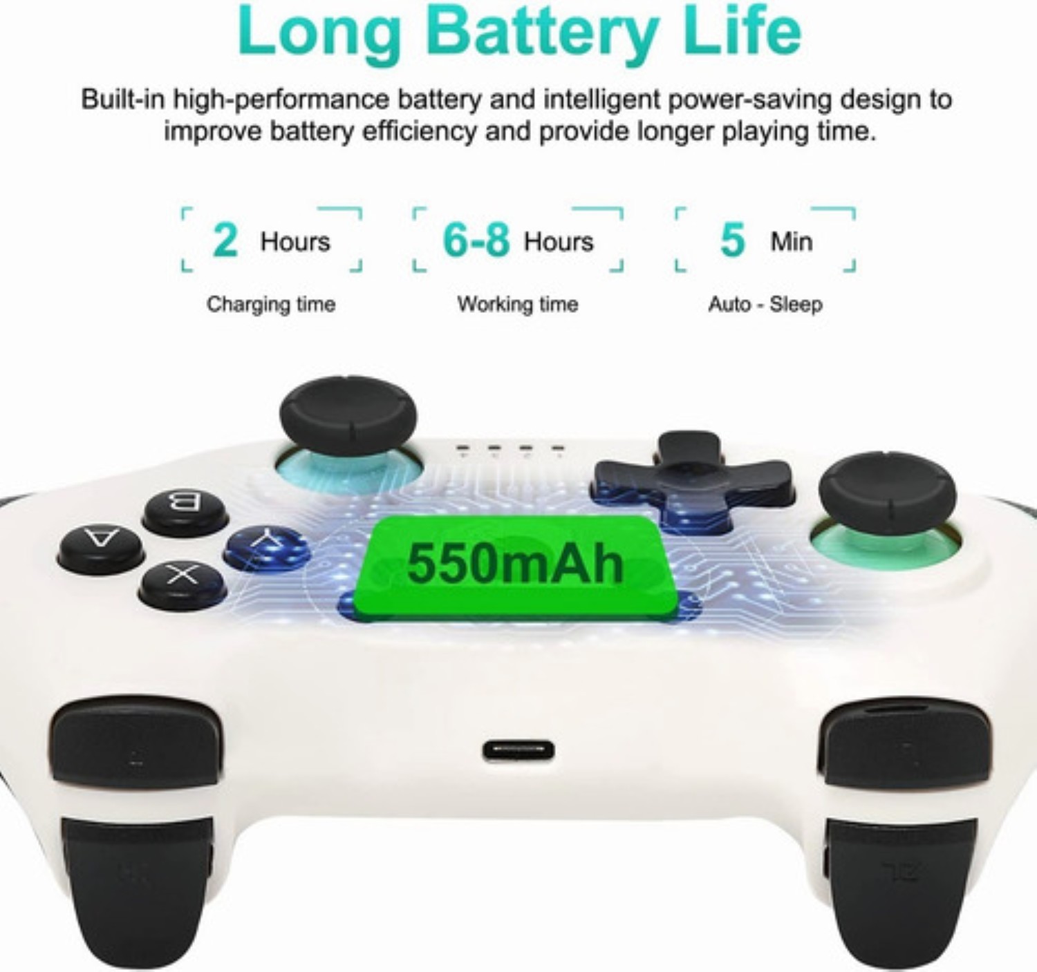 Control Inal&aacute;mbrico Para Nintendo Switch Blanco Con Negro image number null