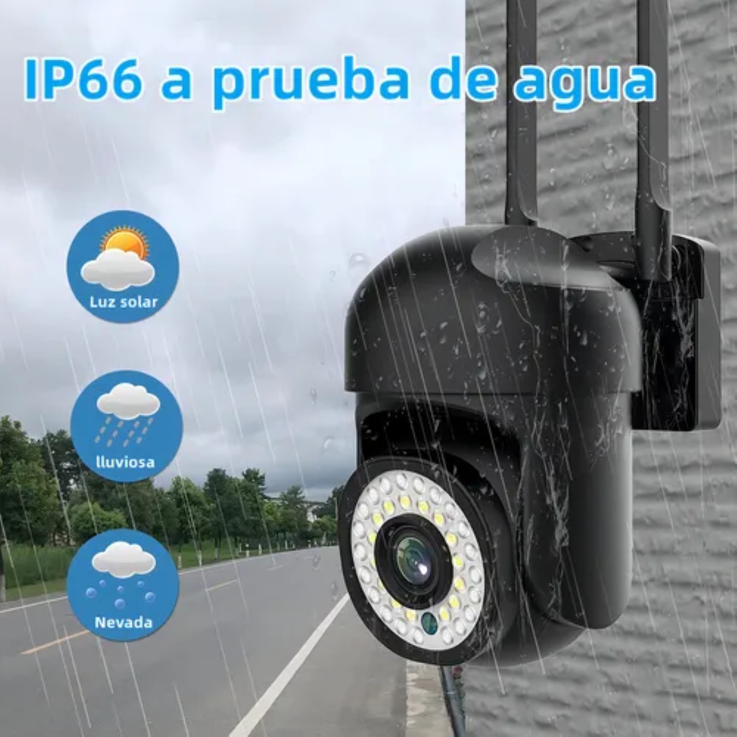 2pcs C&aacute;mara De Seguridad Exterior Wifi Foco Hd Visi&oacute;n Alarma Color Negro image number null