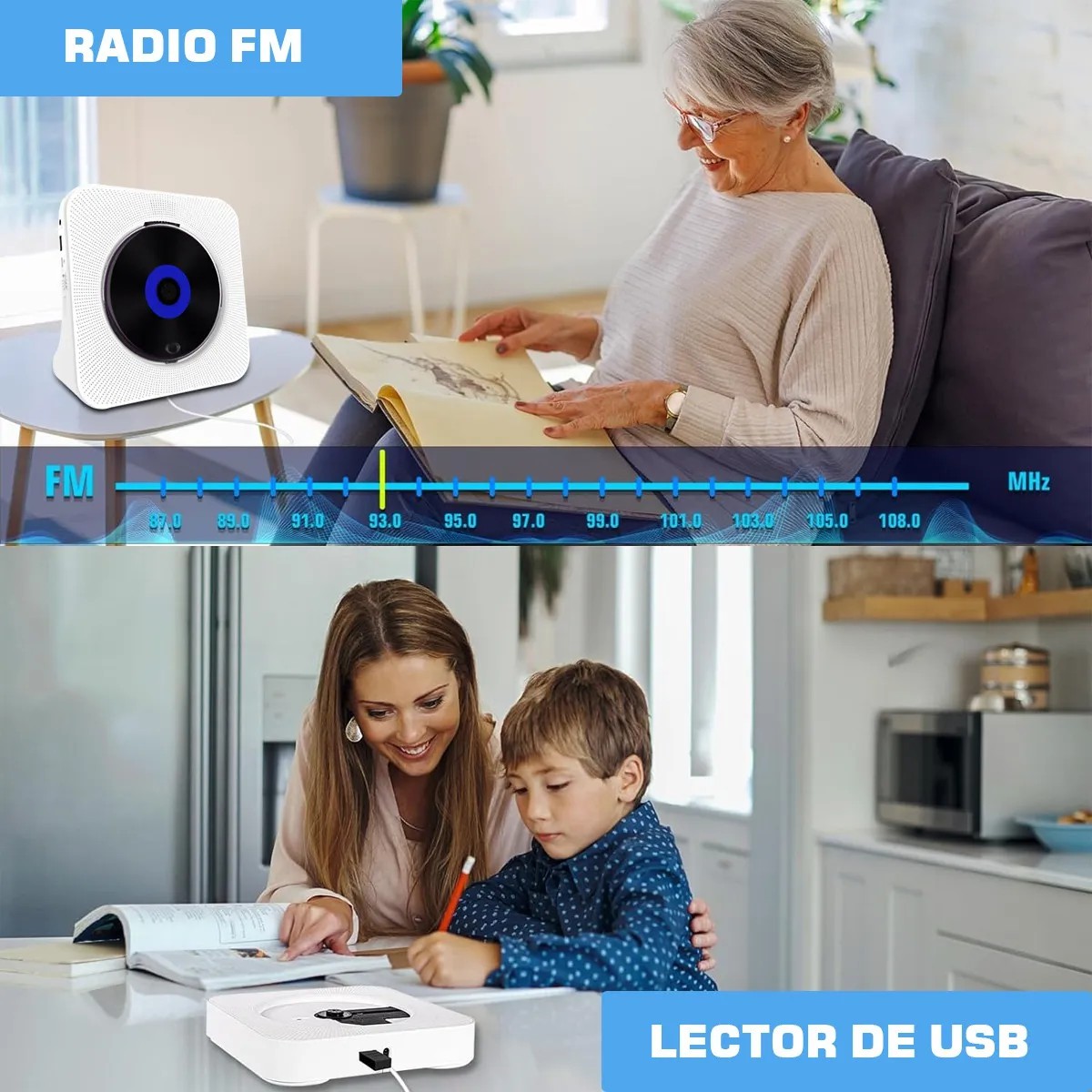 Reproductor De Cd Port&aacute;til Malubero Bluetooth Con Altavoces M&uacute;sica image number null