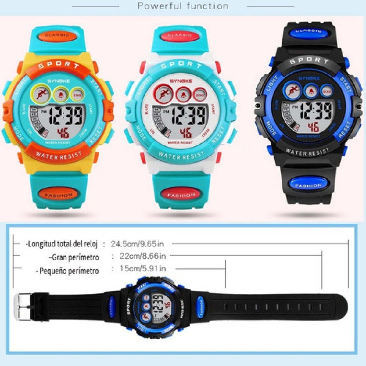 "Reloj Electr&oacute;nico Para Ni&ntilde;os Deportes A Prueba De Agua Azul negro " image number null