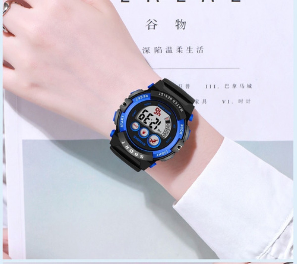 "Reloj Electr&oacute;nico Para Ni&ntilde;os Deportes A Prueba De Agua Azul negro " image number null