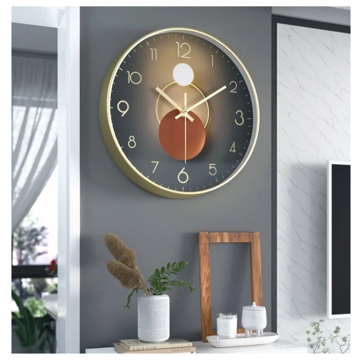 Reloj De Pared Decorativo Moderno Silencioso De 30 Cm Malubero Gradient Gray image number null
