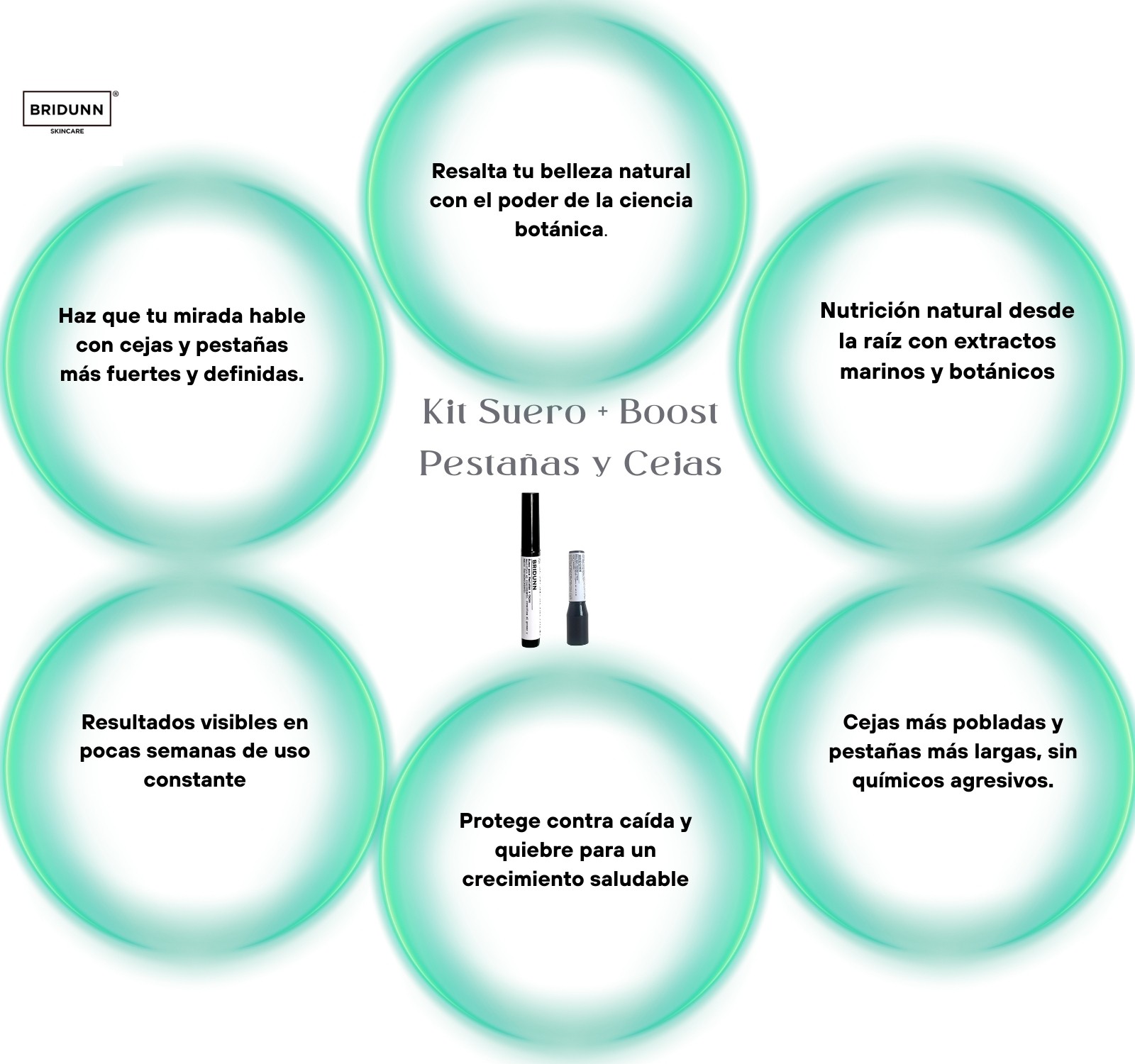 Kit Suero y Boost para Cejas y Pesta&ntilde;as BRIDUNN | Crecimiento Fuerte y Natural con Extractos Bot&aacute;nicos y Marinos image number null