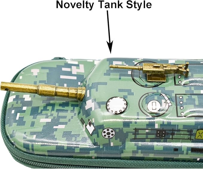 Maydahui - Estuche para l&aacute;pices de camuflaje de gran capacidad, con forma de tanque, compartimento organizador para l&aacute;pices, caja de papeler&iacute;a, impermeable, EVA camuflaje, verde. image number null