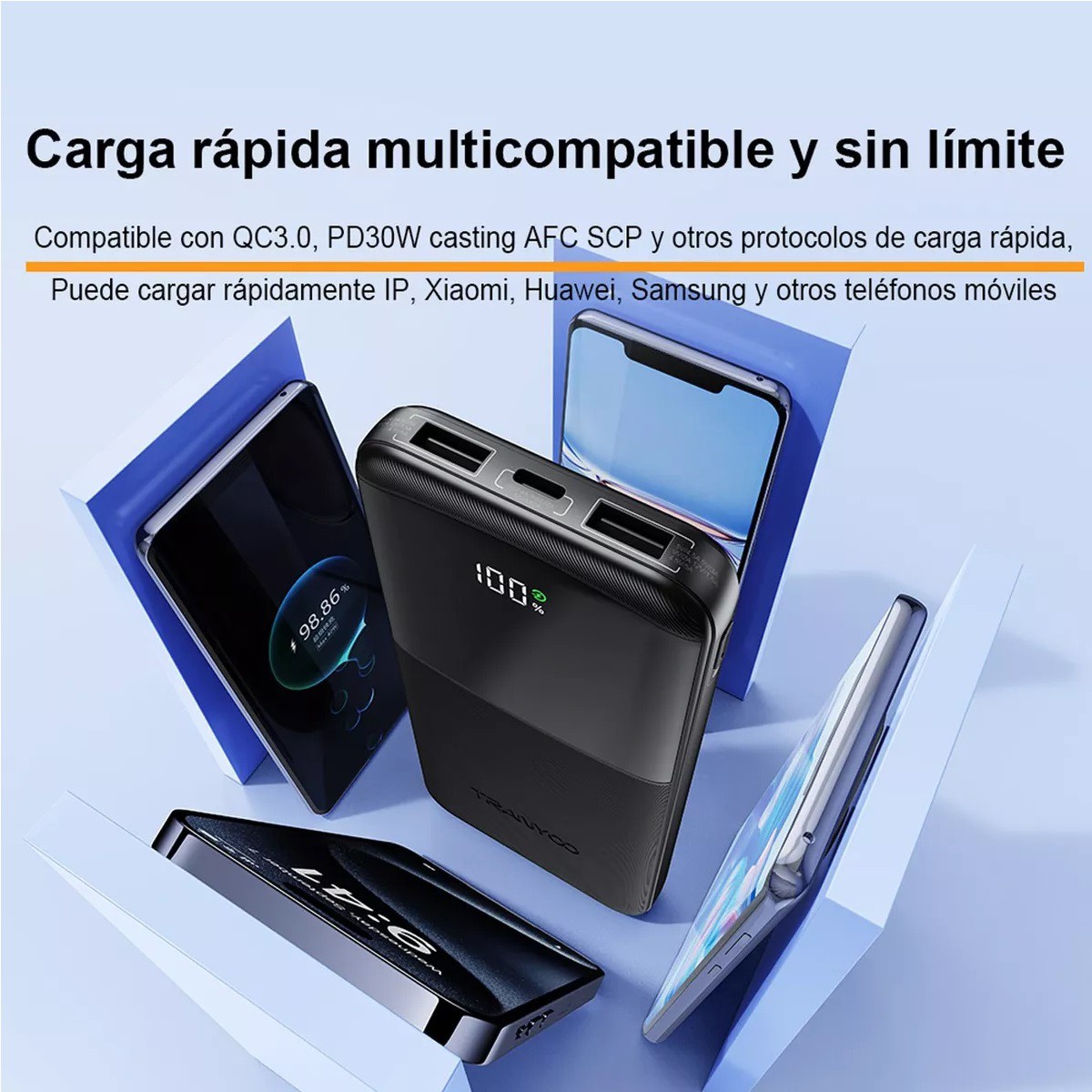 Power Bank Ultradelgado Port&aacute;til 10000mah 22.5w Carga R&aacute;pida negro. image number null