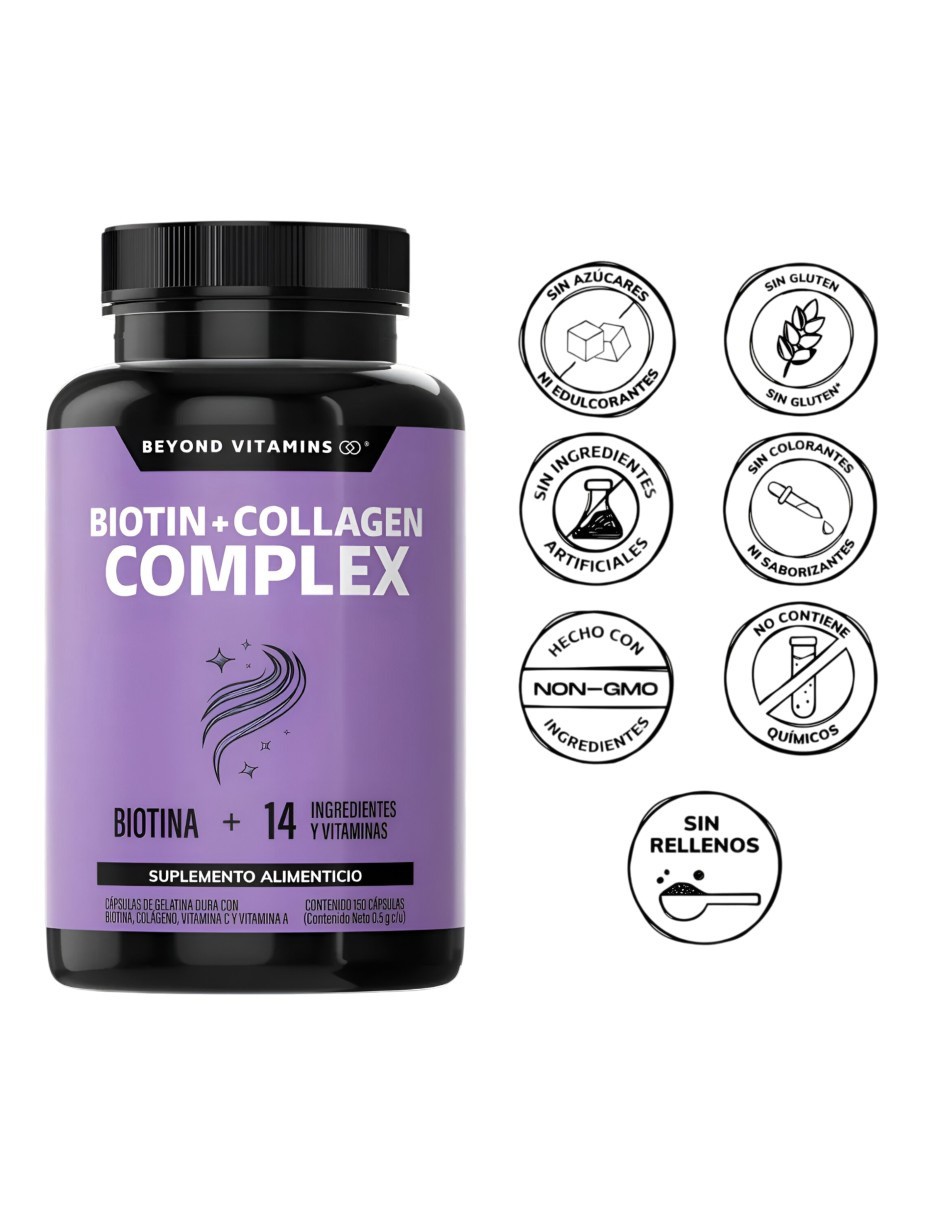 Biotin + Collagen Complex Cabello Piel U&ntilde;as - 150 C&aacute;psulas image number null