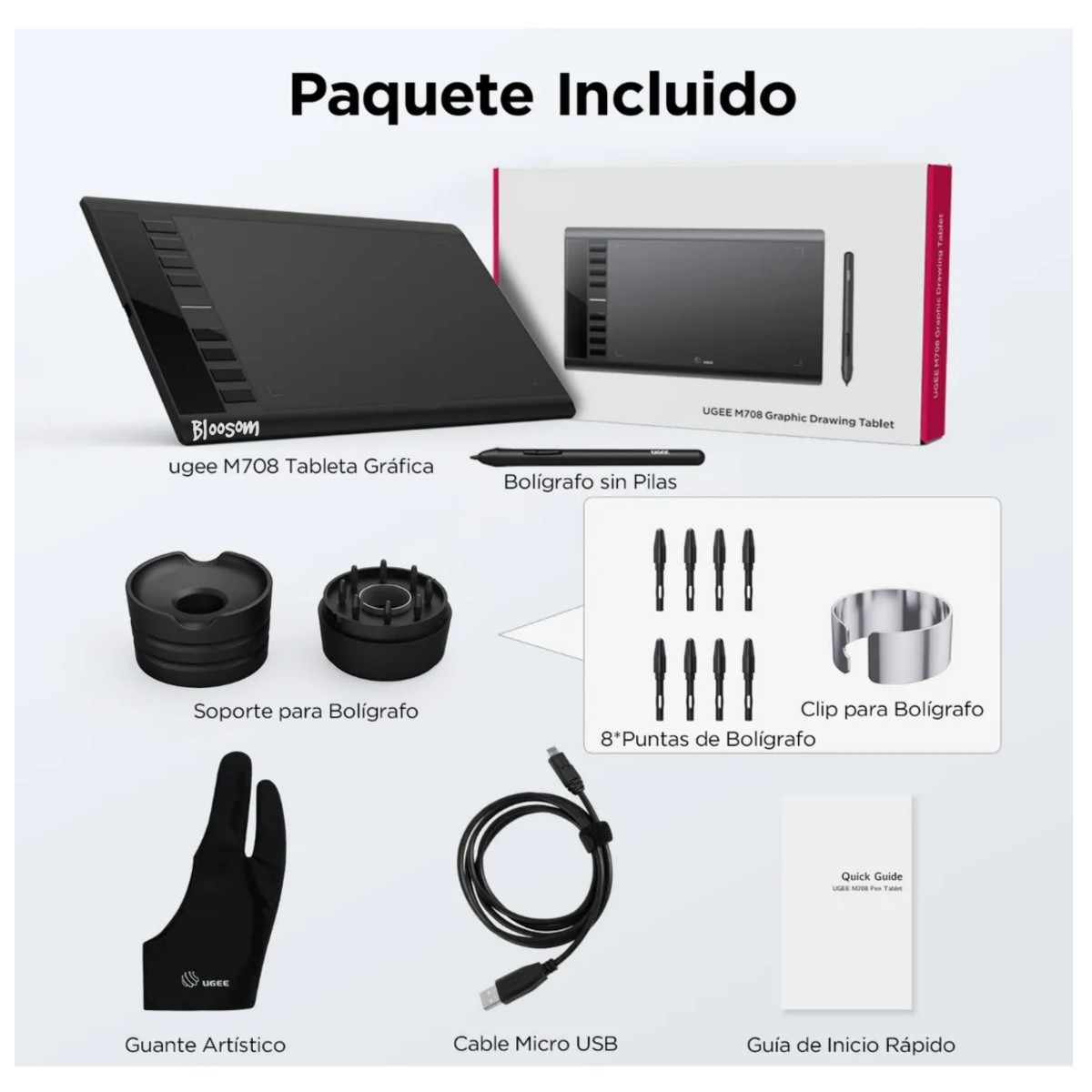 Tableta Digitalizadora M708 10*6 In Con L&aacute;piz Negro image number null