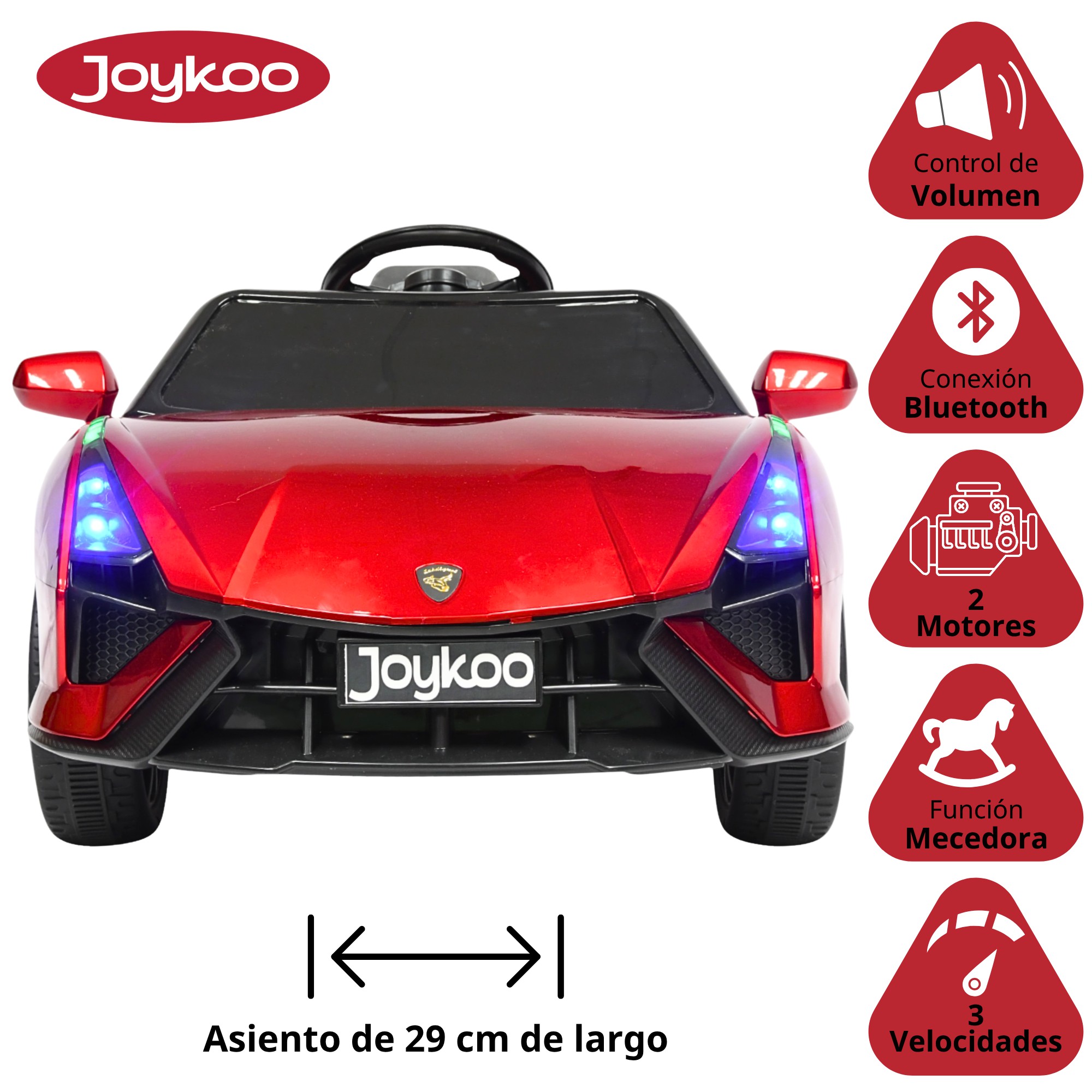 Montable Electrico para Ni&ntilde;os Carro Deportivo Bluetooth Luz Led Control Remoto 12v - Rojo image number null