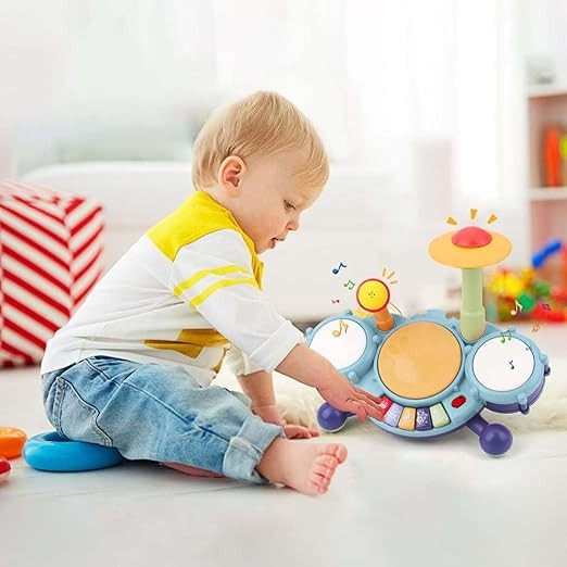 RUBOQE Juguetes de Instrumentos Musicales, Bater&iacute;a Infantil con Baquetas, Teclado de Piano y Micr&oacute;fono, Desarrollar El Talento Musical de los Ni&ntilde;os, Regalo Perfecto para Ni&ntilde;os y Ni&ntilde;as de 3 A&ntilde;os. image number null