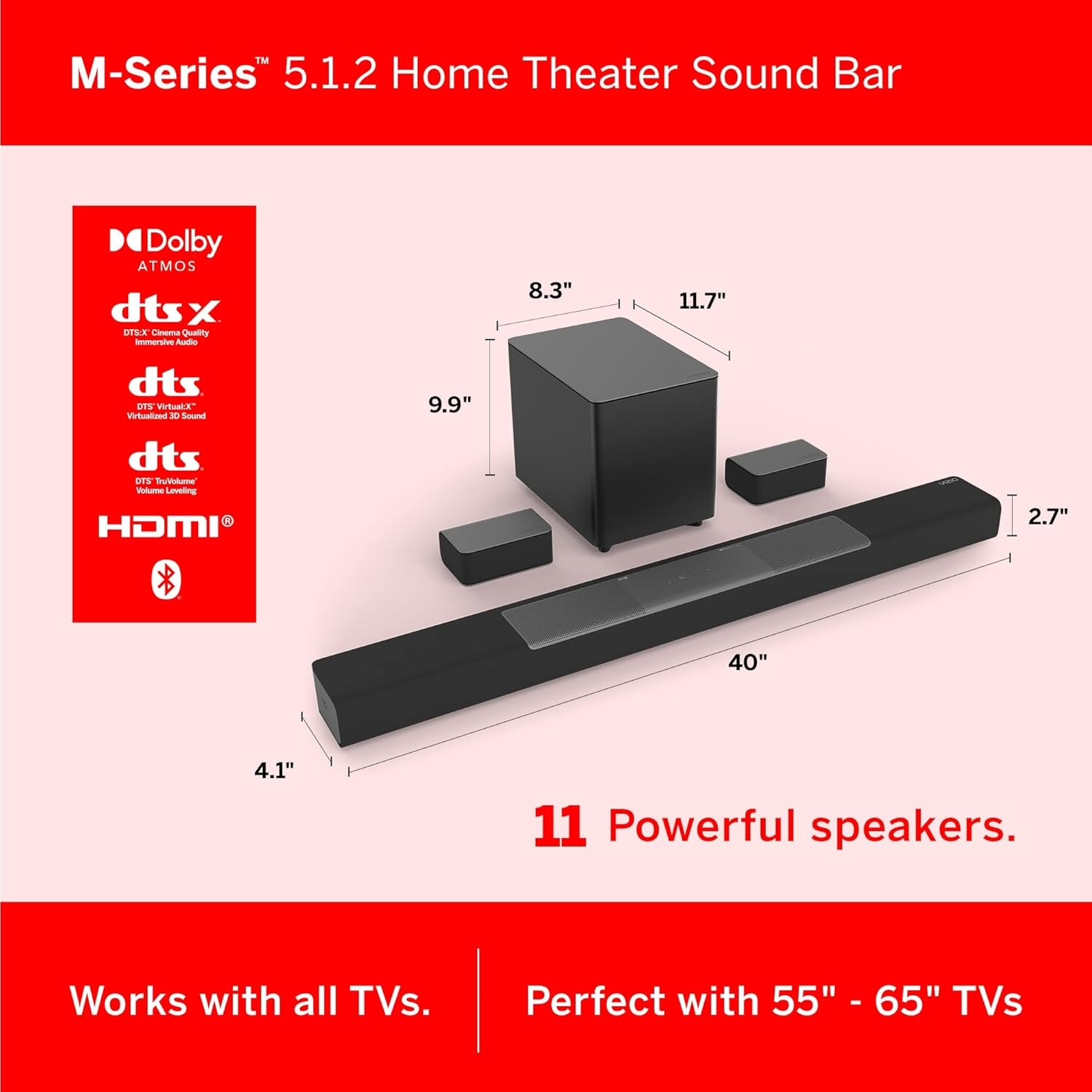 Equipo De Sonido Vizio M-series 5.1 Barra Subwoofer Speakers Dobly Atmos image number null
