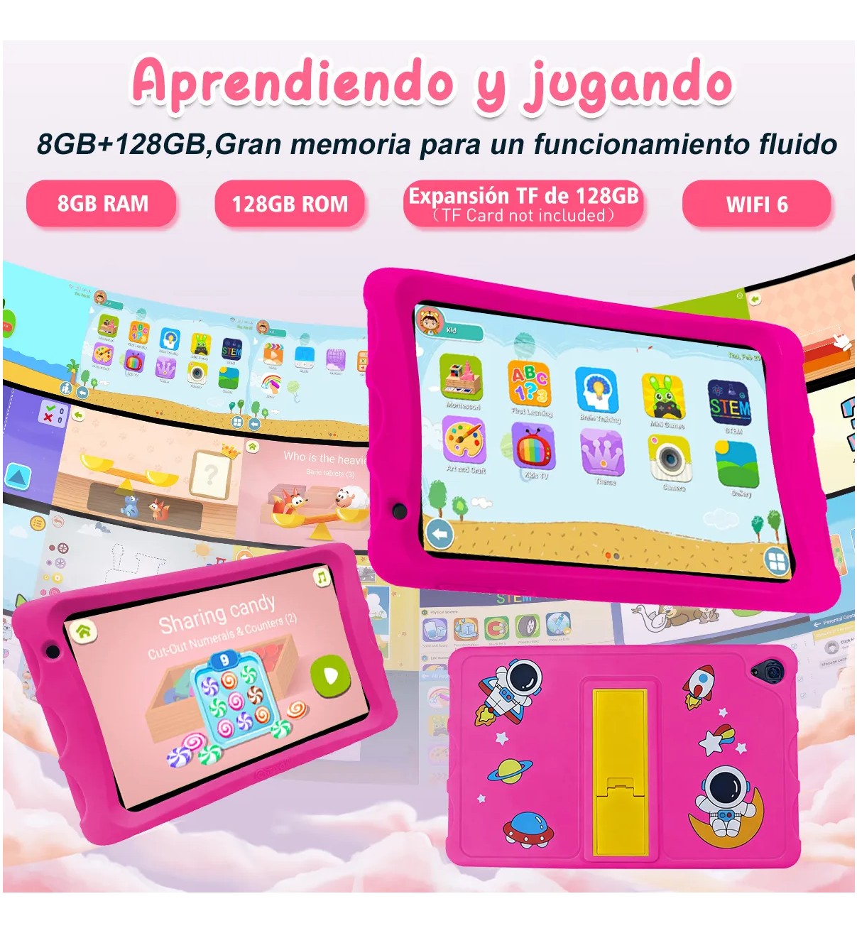 Tablet Con Funda Ni&ntilde;os 8hd 32gb Rosa 3gb Memoria Ram Rosa Malubero image number null