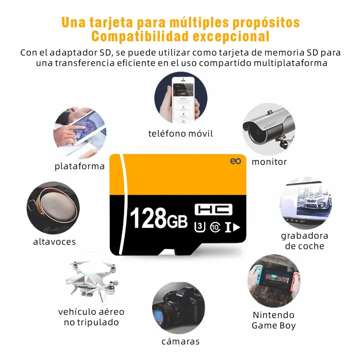 Tarjeta Memoria 128gb Tf, Para C&aacute;mara/celular SD card image number null