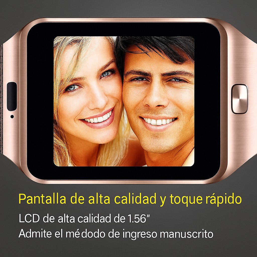 Smartwatch Dz09 Con Bluetooth, C&aacute;mara, Cronometro, Llamadas - Reloj Inteligente Dorado. image number null