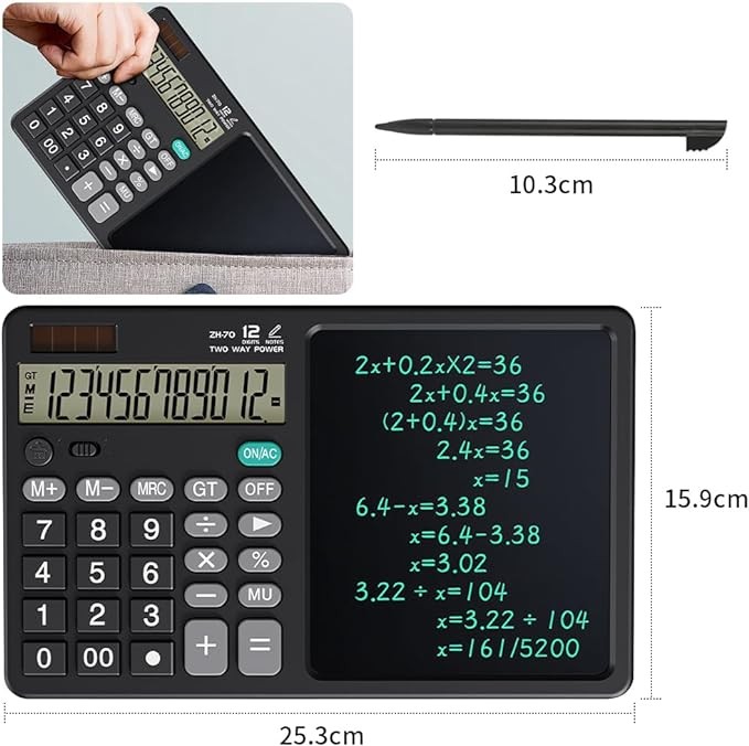 A JESWO Calculadora Cient&iacute;fica Digital, Calculadora LED Plegable Port&aacute;til con Tablet Borrable de Escritura para Todos Los Grados, Oficinas, Escuelas (Pantalla Grande). image number null